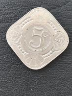 Wilhelmina 'vierkante stuiver' 1929  5 cent, Postzegels en Munten, Munten | Nederland, Ophalen of Verzenden, Koningin Wilhelmina