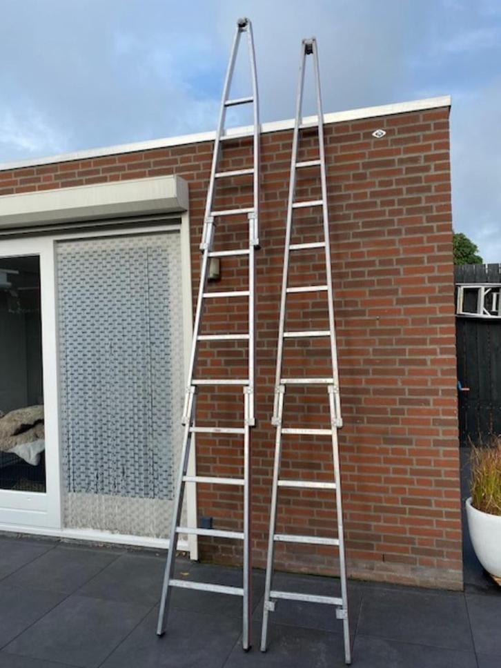 Haca Glazenwassers - / Puntladders (2 of 3 delige), Doe-het-zelf en Verbouw, Ladders en Trappen, Gebruikt, Ladder, 4 meter of meer