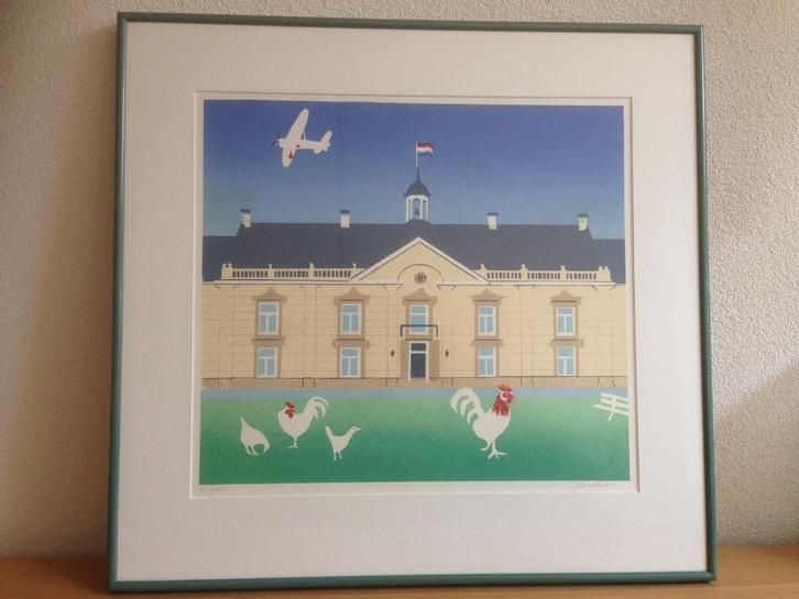 Jurjen Fontein Landhuis Zeefdruk nr. 831/1000 Gesigneerd., Antiek en Kunst, Kunst | Litho's en Zeefdrukken, Ophalen of Verzenden