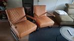 Bruine lederen stoelen, Huis en Inrichting, Stoelen, Ophalen, Zo goed als nieuw, Bruin
