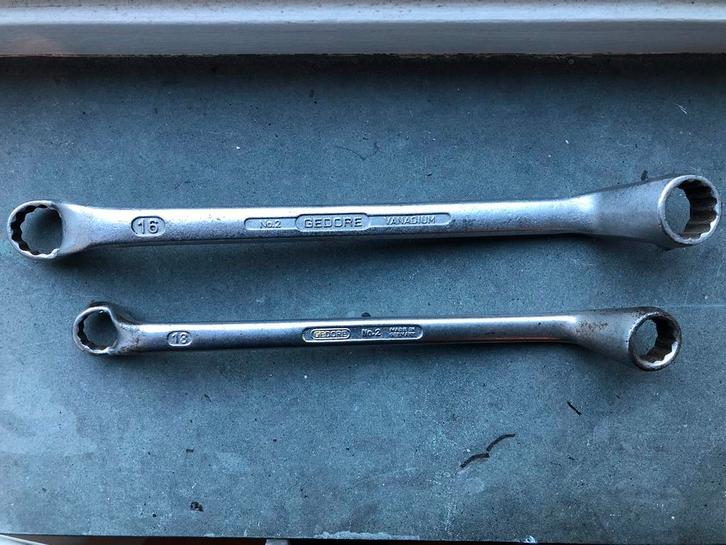 Gedore No. 2 ringsleutels: 16-17 mm & 13-14 mm, Auto diversen, Autogereedschap, Gebruikt, Ophalen of Verzenden