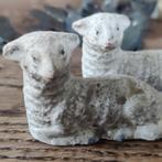 2 antieke gipsen schaapjes, Ophalen of Verzenden