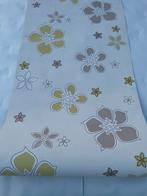 Vliesbehang met bloemenprint wit groen €5 per rol, Ophalen of Verzenden, 10 tot 25 m², Wit