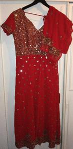 Indiase kleding rode anarkali, Ophalen, Overige typen, Zo goed als nieuw, Maat 36 (S)