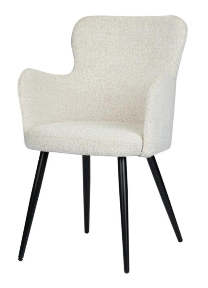 Wing Chair White Pearl – Luxe Eetkamerstoelen Licht, Huis en Inrichting, Stoelen, Nieuw, Vijf, Zes of meer stoelen, Metaal, Stof
