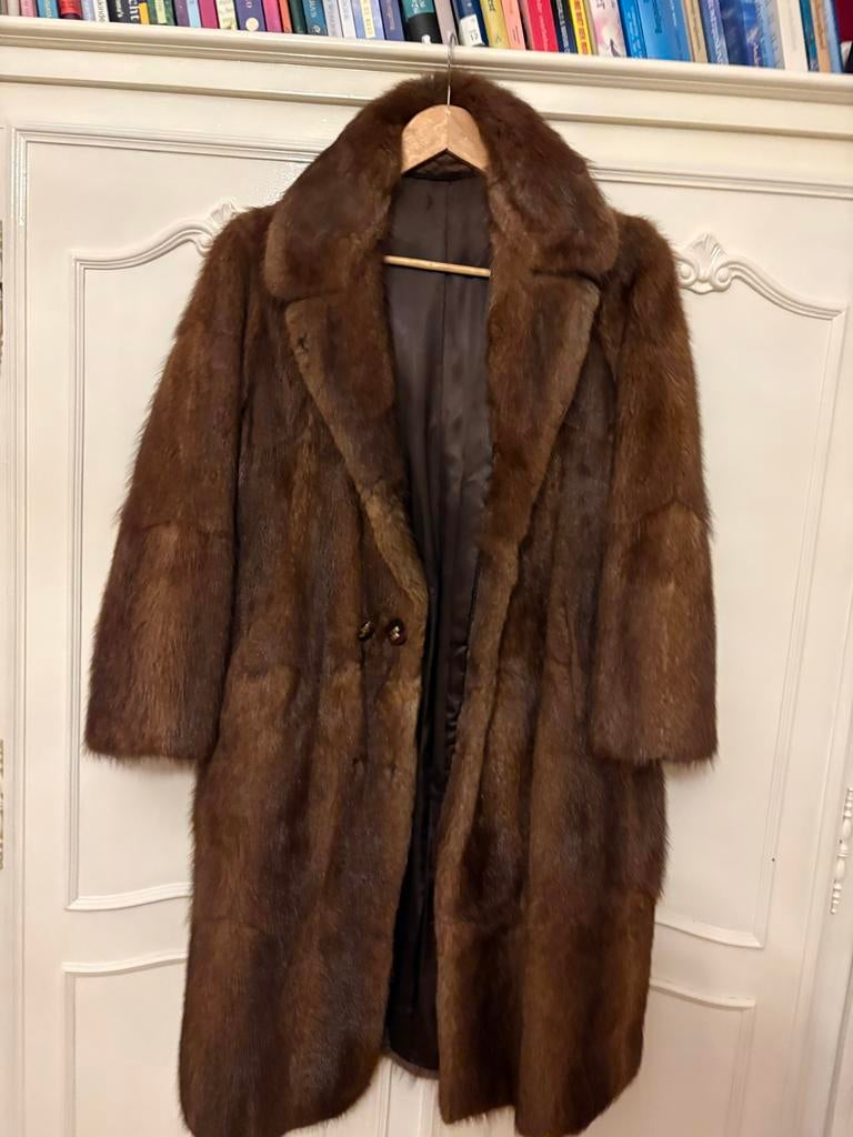 Authentieke bontjas maat 42 - Prachtig voor Carnaval!, Ophalen of Verzenden, Gedragen, Maat 42/44 (L), Bruin