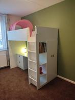 Smastad witte Hoogslaper met bureau en kast, Kinderen en Baby's, Kinderkamer | Stapelbedden en Hoogslapers, Ophalen, Zo goed als nieuw