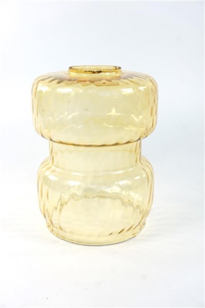 Vintage glazen lampenkap amber, Huis en Inrichting, Lampen | Lampenkappen, Zo goed als nieuw, Minder dan 25 cm, Rond, Overige kleuren