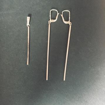 Hanger & oorbellen setje - Zilveren (835) staafjes beschikbaar voor biedingen