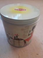 Mooi rond Lipton theeblik doorsnede 13 cm. hoog 13,5 cm., Ophalen of Verzenden, Zo goed als nieuw, Thee, Overige merken