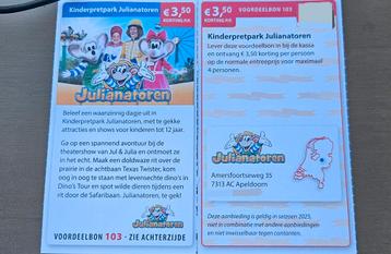  Kinderpretpark Julianatoren €3,50 korting p. beschikbaar voor biedingen
