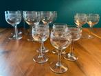 Antieke vintage glazen fijn gegraveerd, Antiek en Kunst, Antiek | Glas en Kristal, Ophalen of Verzenden