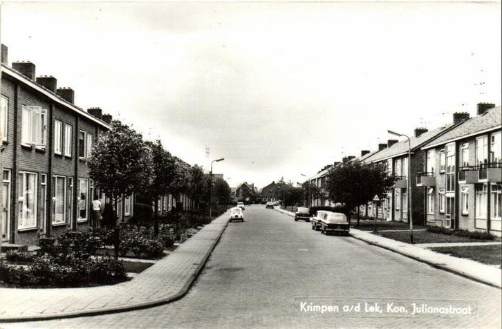 Krimpen a/d Lek, Kon. Julianastraat - auto - ongelopen, Verzamelen, Ansichtkaarten | Nederland, Ongelopen, Noord-Brabant, Voor 1920