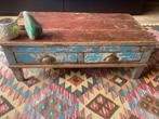 India achtig sloop hout ibiza style salon tafeltje, Ophalen of Verzenden, Zo goed als nieuw, 50 tot 100 cm, Minder dan 50 cm