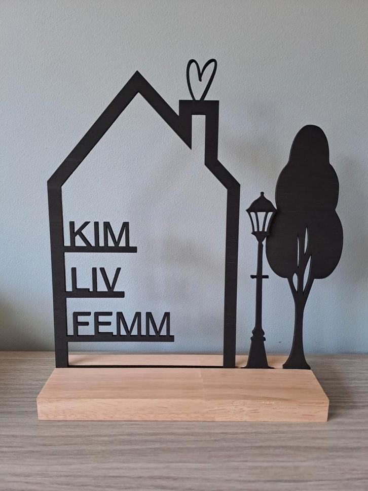 Houten Huis Decoratie - Gepersonaliseerd, Huis en Inrichting, Woonaccessoires | Overige, Nieuw, Ophalen of Verzenden