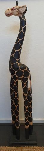 Giraffe beeld uniek houtsnijwerk uit hout 80 cm, Antiek en Kunst, Ophalen of Verzenden