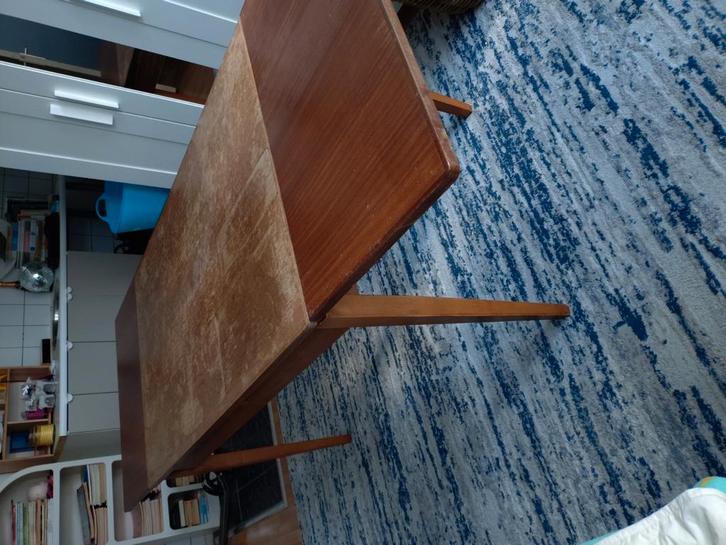 Tafel teak vintage opknapper, Huis en Inrichting, Tafels | Eettafels, Gebruikt, 50 tot 100 cm, 100 tot 150 cm, Vijf personen of meer