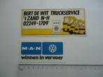 sticker oud VW Volkswagen truck bus t zand bert de wit retro, Verzenden, Zo goed als nieuw, Bedrijf of Vereniging