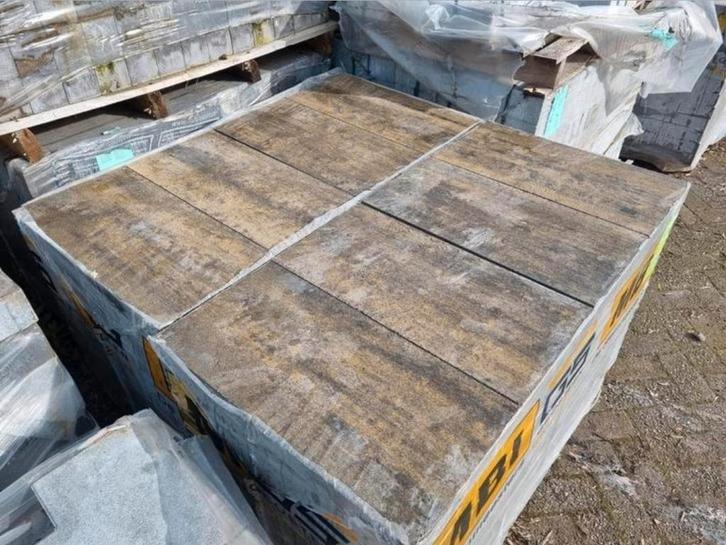 25m antraciet geel gemeleerd 60x30x4,7 terrastegel s-partij, Tuin en Terras, Tegels en Klinkers, Nieuw, Terrastegels, Beton, 10 m² of meer