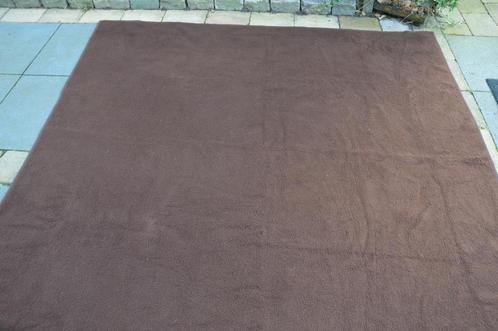 Dralon deken/ sprei/ plaid, donkerbruin / beige, 220 x 220cm, Huis en Inrichting, Slaapkamer | Beddengoed, Gebruikt, Deken of Dekbed