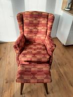 Fauteuil met voetensteun rood bruin, Huis en Inrichting, Fauteuils, Ophalen, Zo goed als nieuw, 75 tot 100 cm, 50 tot 75 cm
