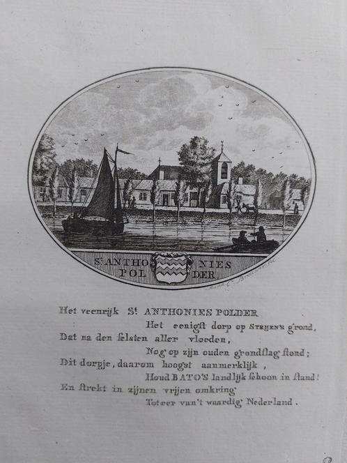 30 / St Antoniepolder Hoeksche Waard Gravure 18e eeuw, Antiek en Kunst, Kunst | Etsen en Gravures, Ophalen of Verzenden
