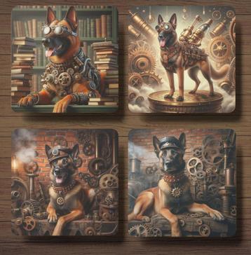 Mechelse Herder Steampunk onderzetters met houder beschikbaar voor biedingen