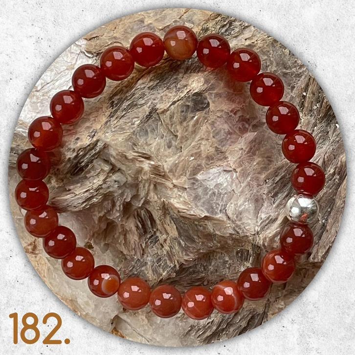 🦋MJB Armband nr: 182 Carneool halfedelsteen 18 cm, Sieraden, Tassen en Uiterlijk, Armbanden, Nieuw, Overige materialen, Overige kleuren