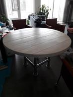 Mooie stoere ronde eettafel Jorg Steigerhout ø 130 cm, Ophalen, Gebruikt, Rond, Vijf personen of meer