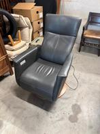 Prominent Elektrische Relaxfauteuil | Antraciet Leer, Huis en Inrichting, Fauteuils, Ophalen, Minder dan 75 cm, Zo goed als nieuw
