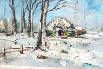 Winterlandschap Prachtig olieverf schilderij beschikbaar voor biedingen