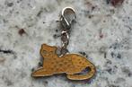 hanger met gevlekte panter (w), Sieraden, Tassen en Uiterlijk, Kettinghangers, Overige materialen, Gebruikt, Geel, Ophalen of Verzenden