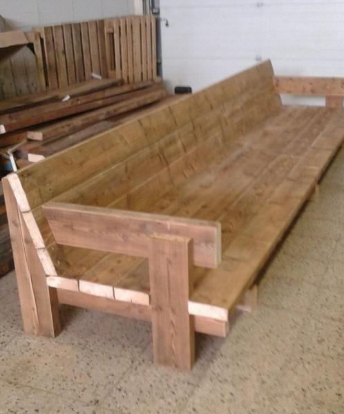 Loungebank bank tuintafel van balken sloophout op maat., Tuin en Terras, Tuinsets en Loungesets, Nieuw, Loungeset, Hout, Bank
