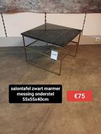 Nieuwe salontafel zwart marmer messing onderstel 55x55cm €75, Ophalen, ., Nieuw, .