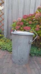 Zinken vuilnisemmer in nette staat, Tuin en Terras, Bloembakken en Plantenbakken, Ophalen, Minder dan 30 cm, Rond, Zo goed als nieuw