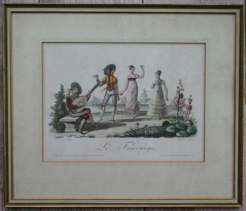 1850-1880 litho Fandango - - - Mooie dans afdruk, Antiek en Kunst, Kunst | Etsen en Gravures, Ophalen of Verzenden