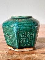 Gemberpot / vaas - donker groen geglazuurd - handgemaakt, Ophalen of Verzenden