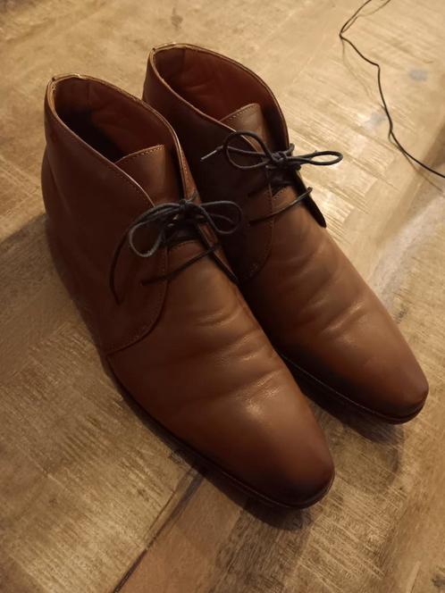 Van Lier Cognac Leder Halfhoog M11.5/46.5 ZGAN, Kleding | Heren, Schoenen, Zo goed als nieuw, Veterschoenen, Bruin, Ophalen of Verzenden