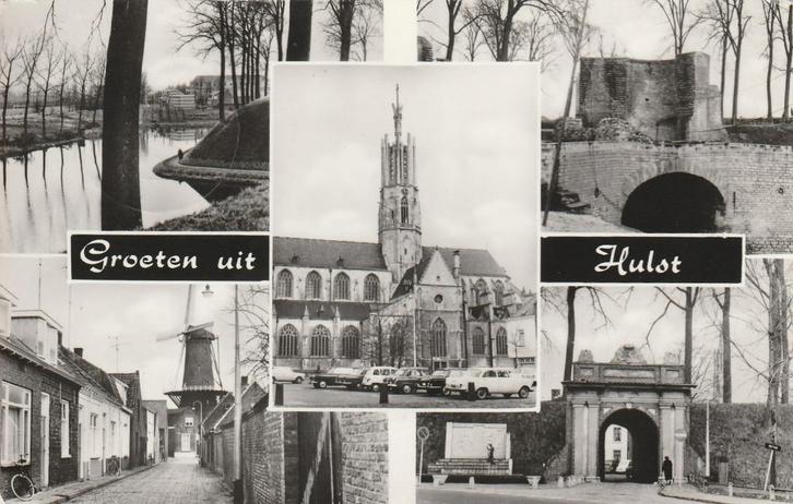 HULST Wallen Molen Kerk Poorten Groeten, Verzamelen, Ansichtkaarten | Nederland, Gelopen, Zeeland, 1960 tot 1980, Verzenden