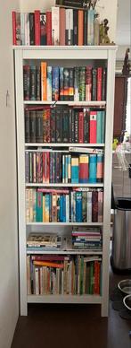 Boekenkast hoog, wit, white-wash, Huis en Inrichting, Kasten | Boekenkasten, Ophalen, Met plank(en), Brocante, white-wash, engels cottage
