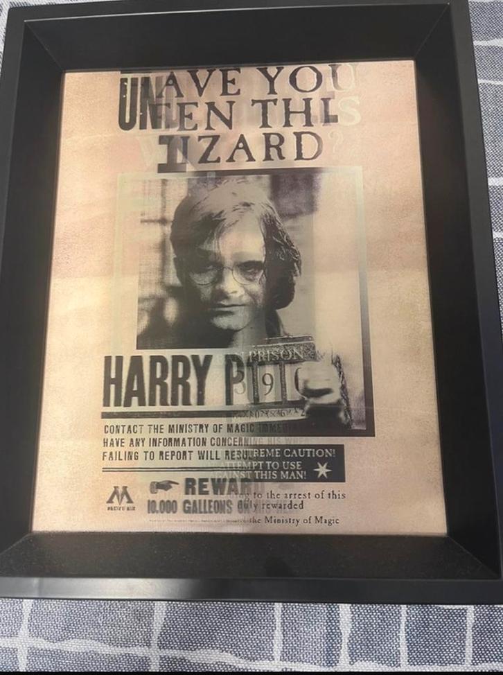 Harry Potter 'Wanted' Poster Ingelijst, Huis en Inrichting, Woonaccessoires | Schilderijen, Tekeningen en Foto's, Zo goed als nieuw