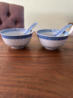 2 oude Chinese kommen met ingebakken rijstkorrels., Antiek en Kunst, Ophalen of Verzenden