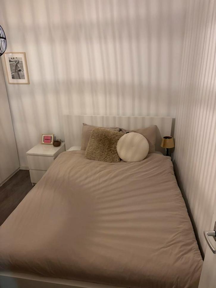 Ikea Malm bed 140x200 cm, Huis en Inrichting, Slaapkamer | Bedden, Gebruikt, Twijfelaar, 140 cm, 200 cm, Hout, Wit, Ophalen