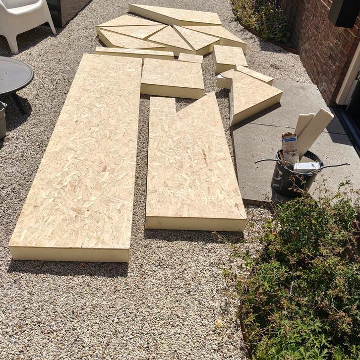 PIR platen + osb zie fotosRD 4,54 , 260x60x11cm, Doe-het-zelf en Verbouw, Platen en Panelen, Zo goed als nieuw, Overige materialen