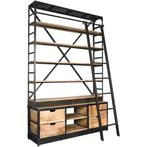 ZGAN Trendhopper Industriële bibliotheek kast met ladder, Huis en Inrichting, Ophalen, 200 cm of meer, Metaal, 150 tot 200 cm