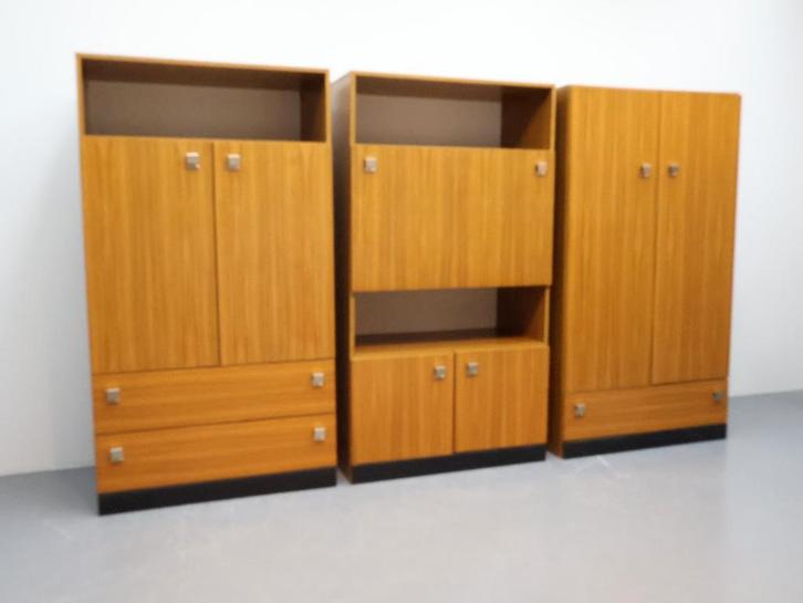 3 vintage wandmeubels jaren 70, Huis en Inrichting, Kasten | Wandmeubels, Gebruikt, Minder dan 100 cm, Minder dan 150 cm, 25 tot 50 cm