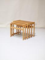 Nesting tables eiken bijzettafels Deens vintage, Huis en Inrichting, Tafels | Bijzettafels, 45 tot 60 cm, -, -, Zo goed als nieuw