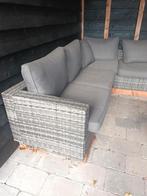Mooie ruime loungeset VidaXL grijs met kussens, Ophalen, Gebruikt, Wicker, 5 zitplaatsen