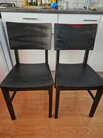 2 zwart geverfde IKEA eetkamerstoelen, Huis en Inrichting, Stoelen, Ophalen, Zo goed als nieuw, Zwart
