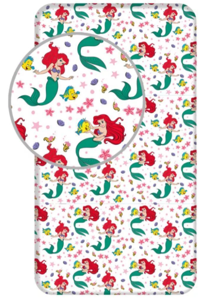 Disney Princess Ariel Hoeslaken 90x200 cm, Kinderen en Baby's, Kinderkamer | Beddengoed, Nieuw, Hoeslaken of Sloop, Wit, Meisje